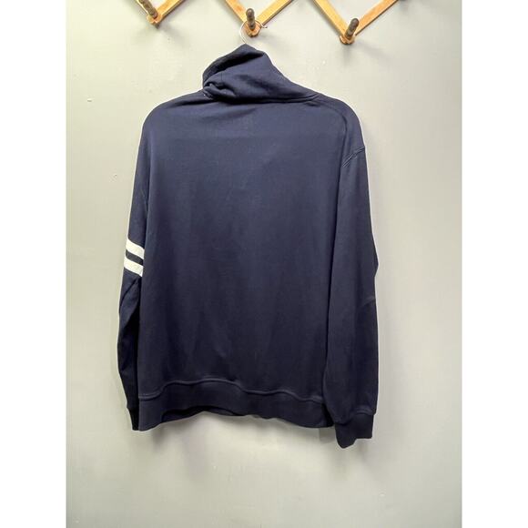 Sean John Sweater Mens XL Varsity Navy Blue button stitched Retro Cowl Neck - Picture 2 of 7